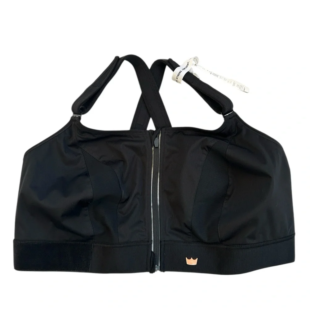 NWT SheFit Ultimate Sports Bra High Impact Black Adjustable Bra, Size 6Luxe 6X